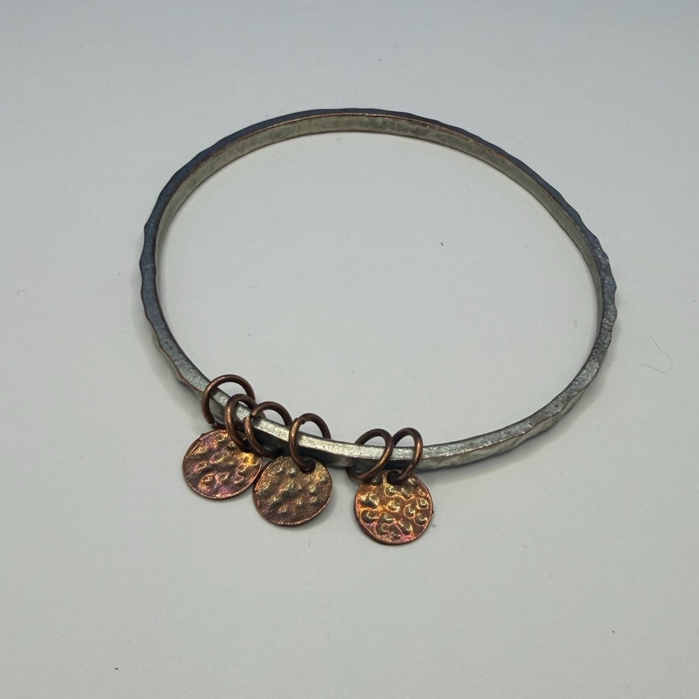 Source Unknown Oxidized Silver-Tone Bangle With C… - image 1